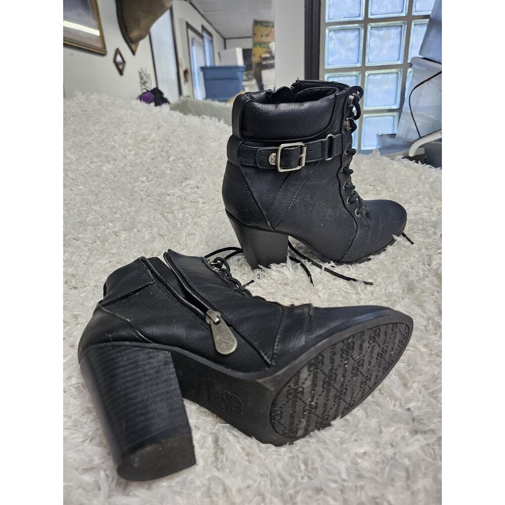 Daisy Fuentes Cloudi Womens Black Lace Up Ankle Boots Bikercore Gothic 7.5 M